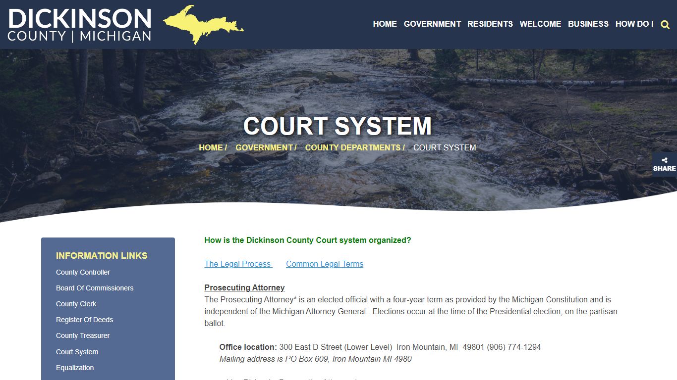 Court System - Dickinson County, Michigan